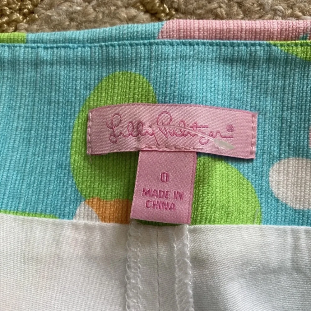 Lilly Pulitzer Floral Turquoise Pink Mini Skort Skirt Bows Womens 0 cottagecore - Picture 8 of 11